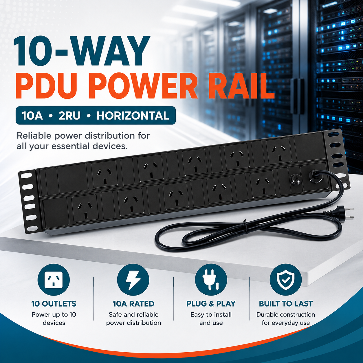 10-Way PDU Power Rail: The Smart Way to Power Multiple Devices Without the Clutter