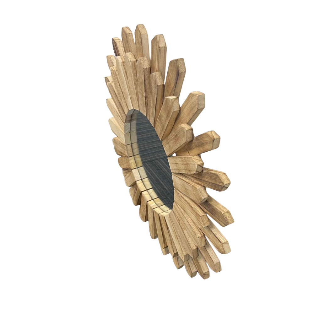 Paulownia Round Spike Mirror 46cm Self Paint