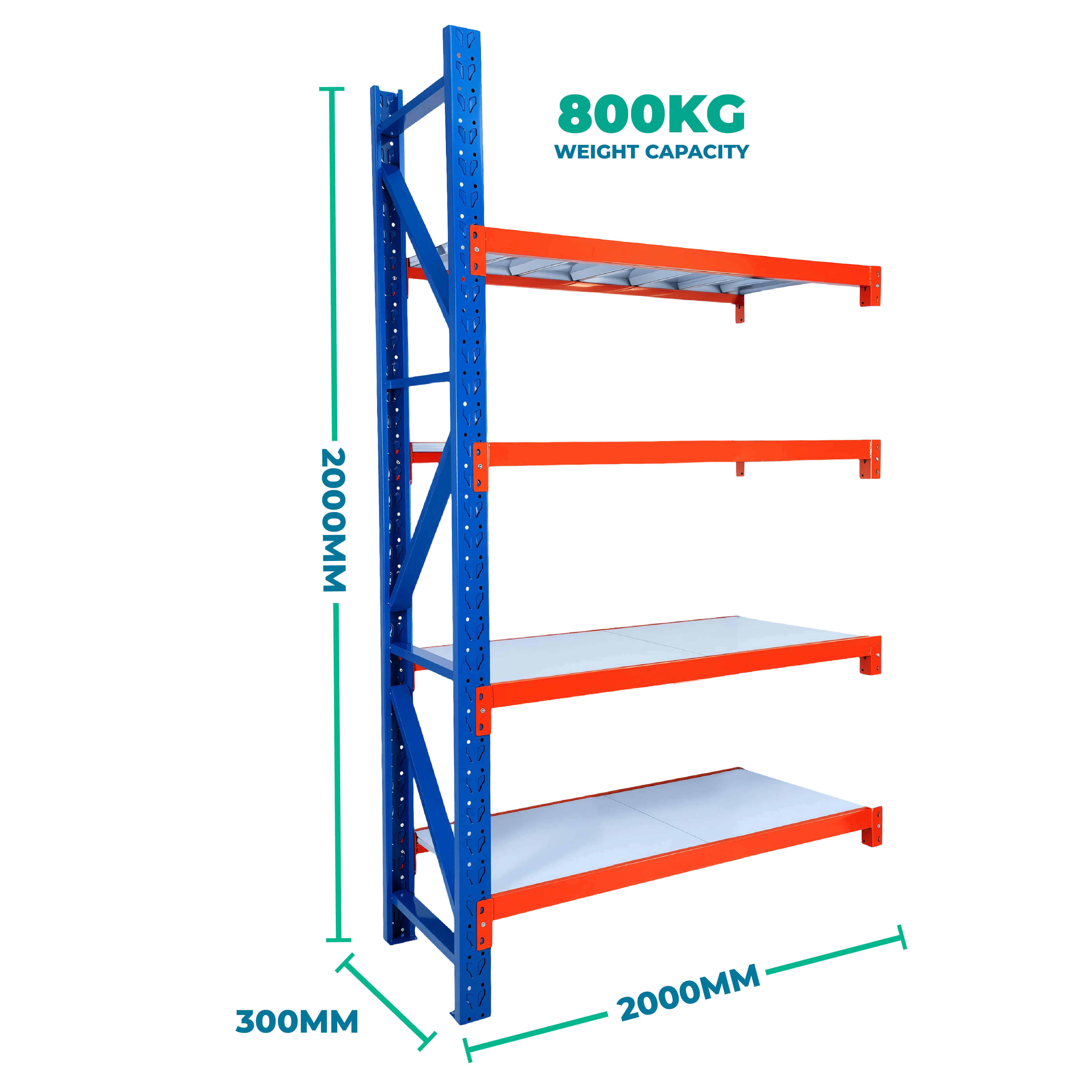 2.0m x 2.0m x 0.3m Heavy Duty Welded Steel Shelving Add-On