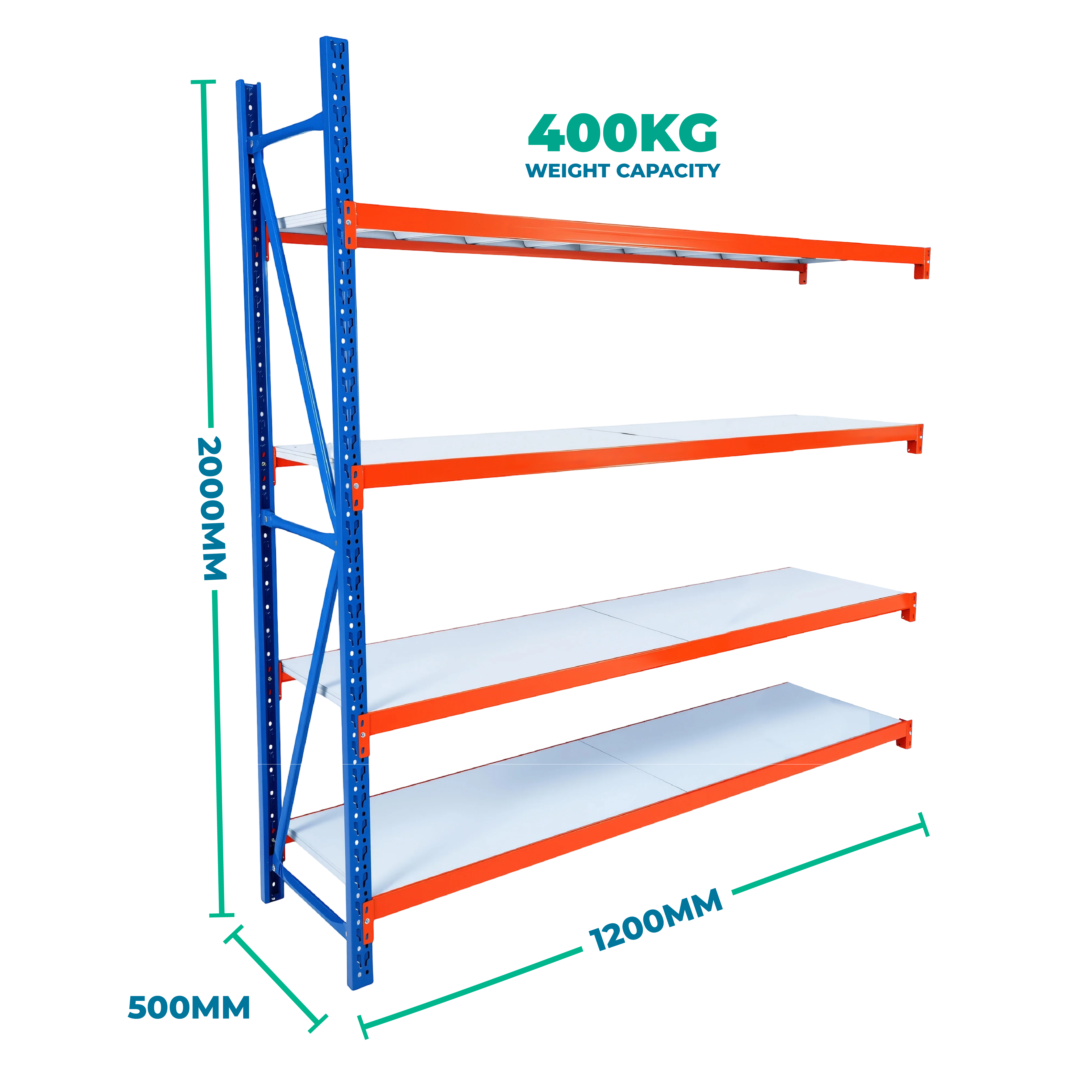 2.0m x 1.2m x 0.5m Basic Bolted Steel Shelving Add-on