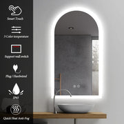 Arched LED Bathroom Mirror 100cm x 75cm Frameless Frosted Dimmable Anti Fog Defogger - image 3 of 9
