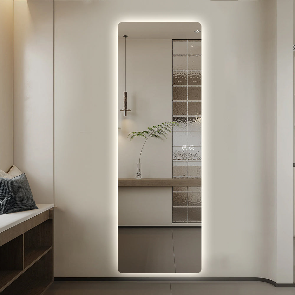 Modern Rectangular Edge-Lit LED Mirror 50cm × 150cm Frameless Tricolour Dimmable Wall Mounted Mirror
