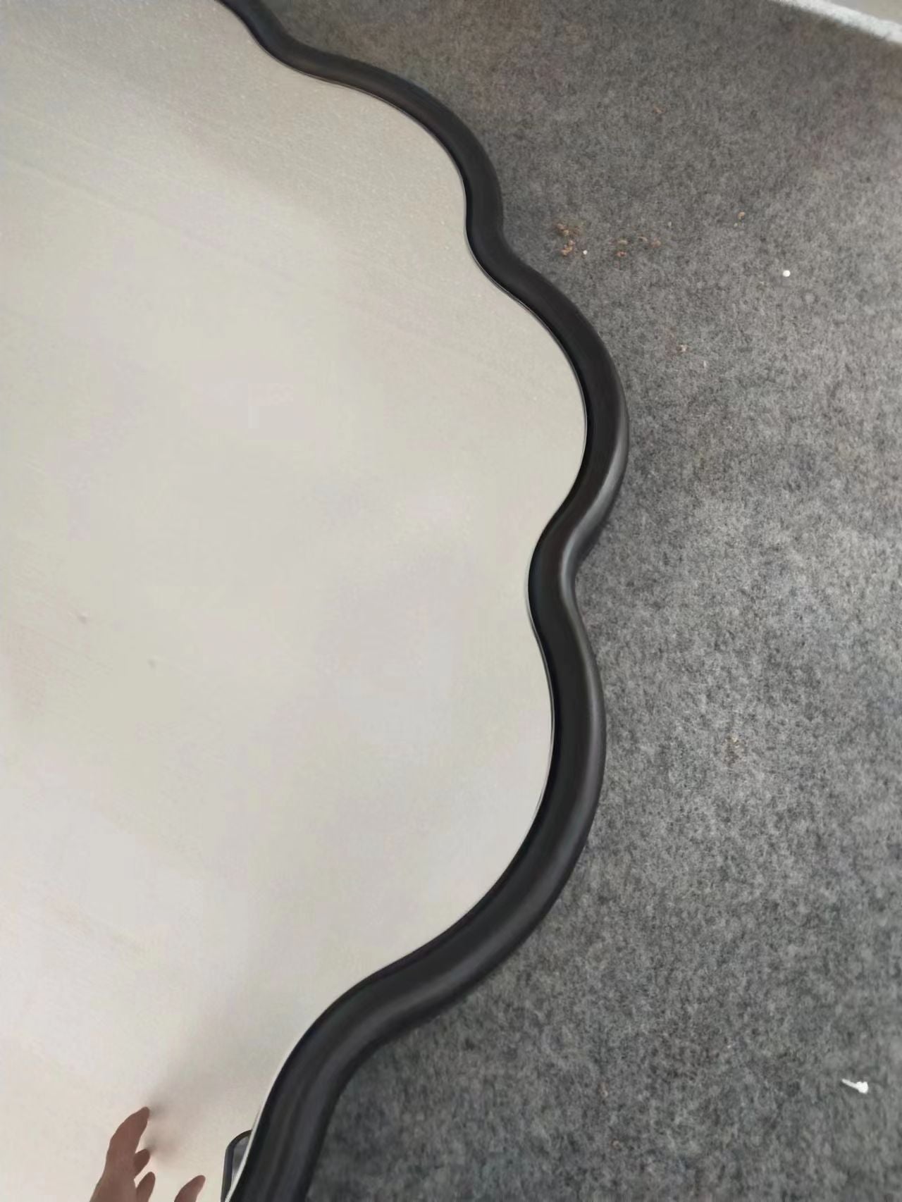Besty Wavy Round Wall Mirror 60cm x 60cm Black MDF Frame - image 4 of 4