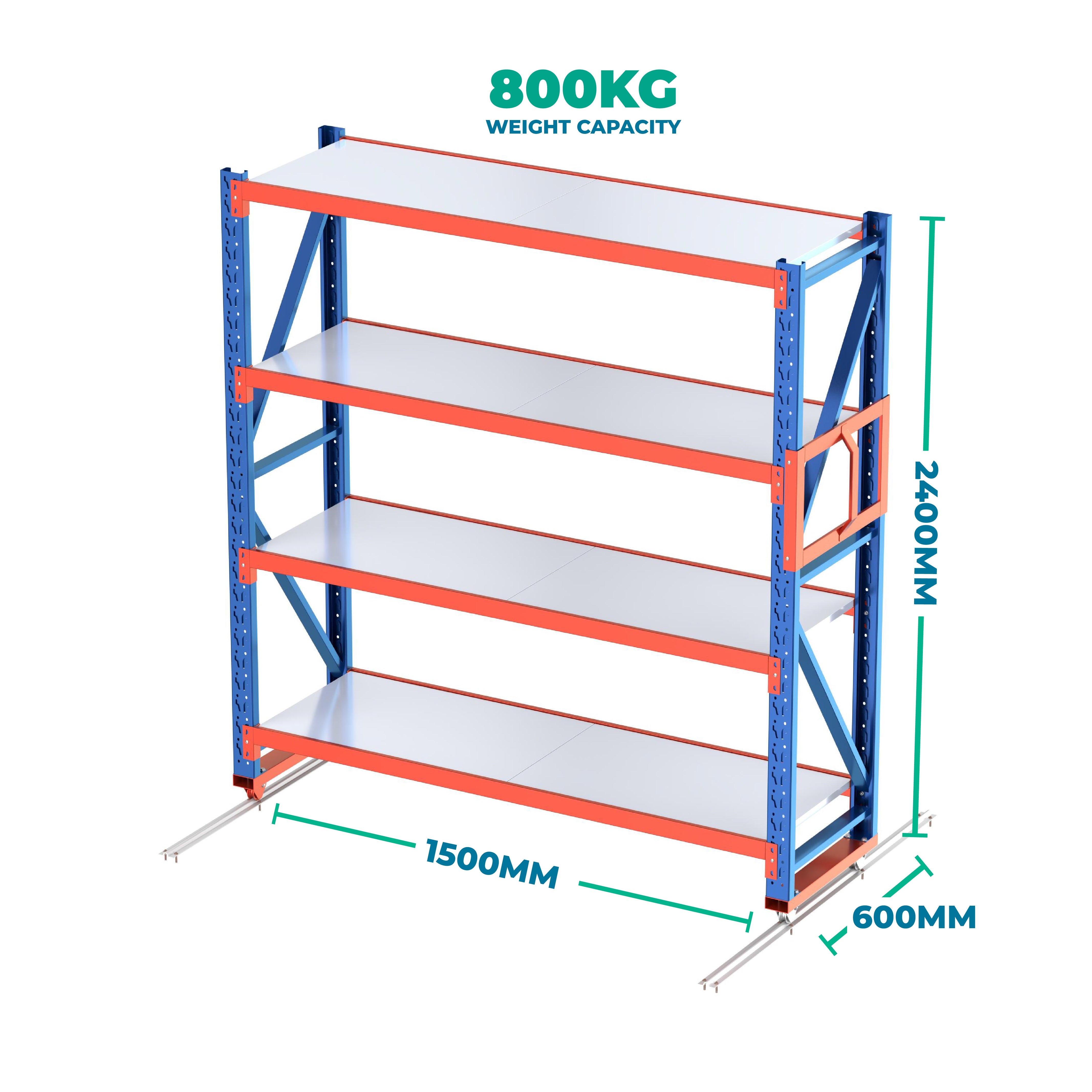 2.4m x 1.5m x 0.6m Heavy Duty Welded Steel Mobile storage Shelving