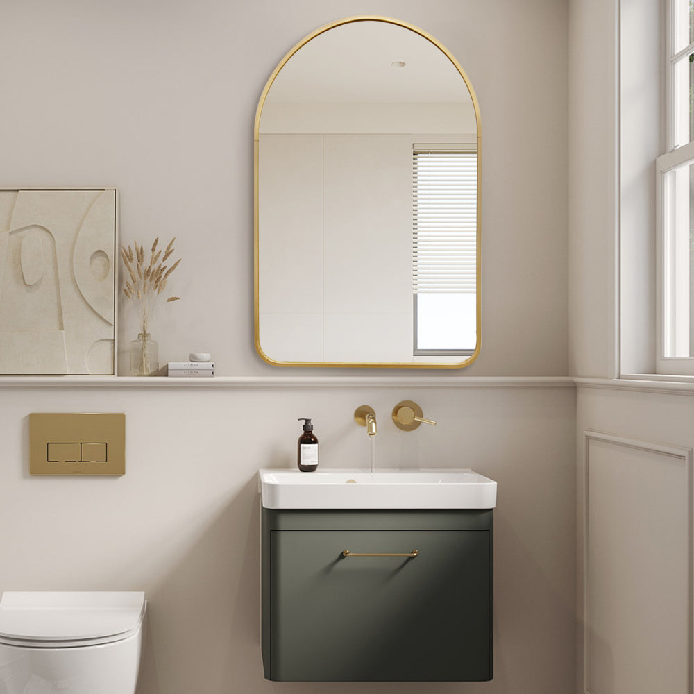 Arched Wall Mirror 80cm x 100cm Gold Aluminium Frame Modern Decorative
