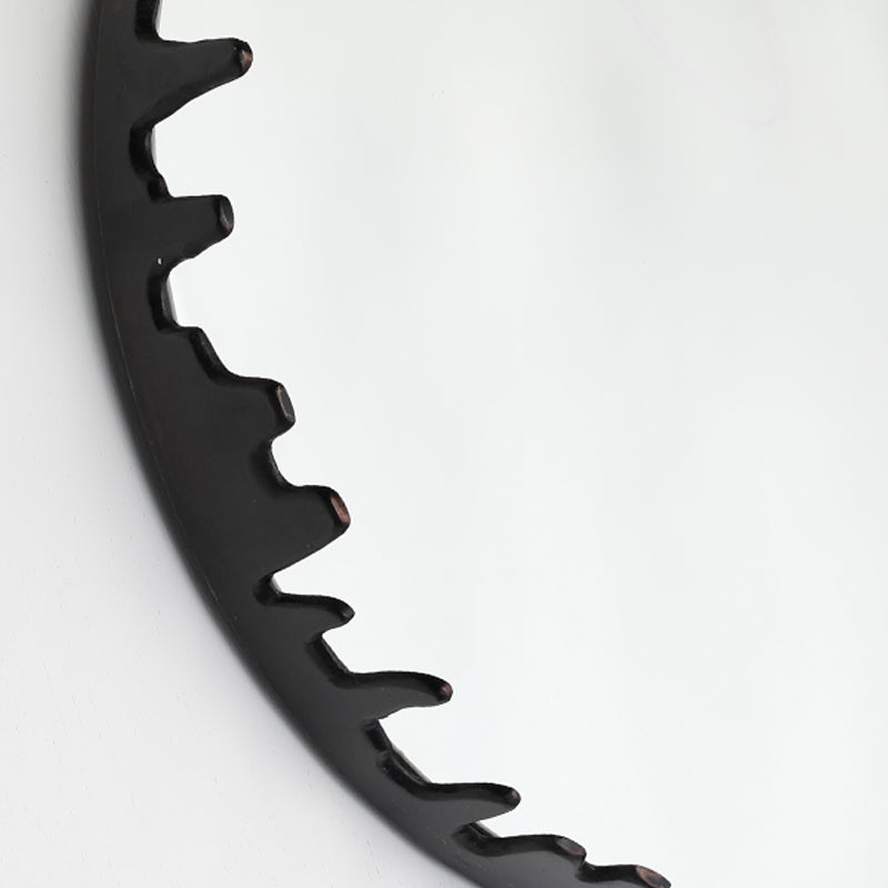 Black Round Wall Mirror 46cm Amaz Ultra Decorative Iron Frame for Modern Interiors
