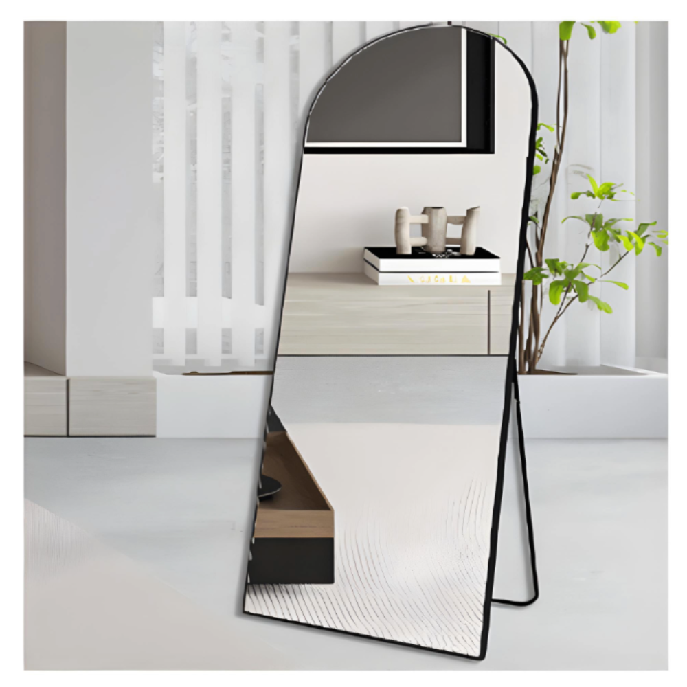Black Arched Full Length Mirror 70cm x 170cm Minimalist Floor Mirror with Aluminium Frame