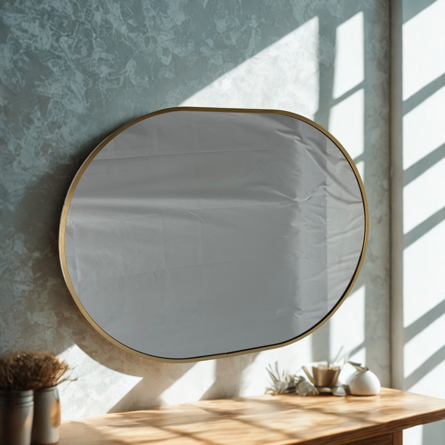 Rose Gold Framed Oval Mirror Classic Decorative 60cm x 80cm Wall Mirror for Bedrooms, Bathrooms & Entryways