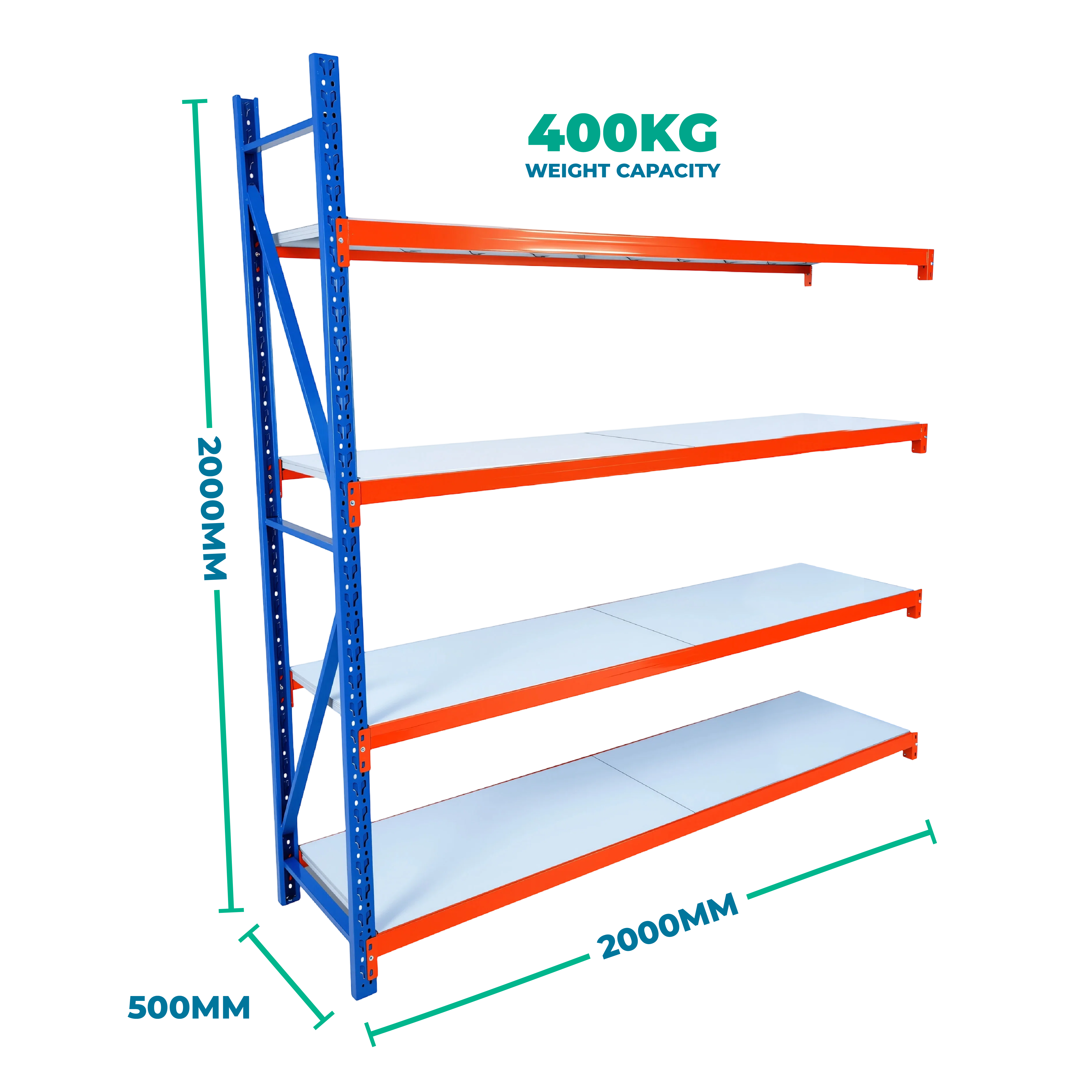 2.0m x 2.0m x 0.5m Basic Welded Steel Shelving Add-on