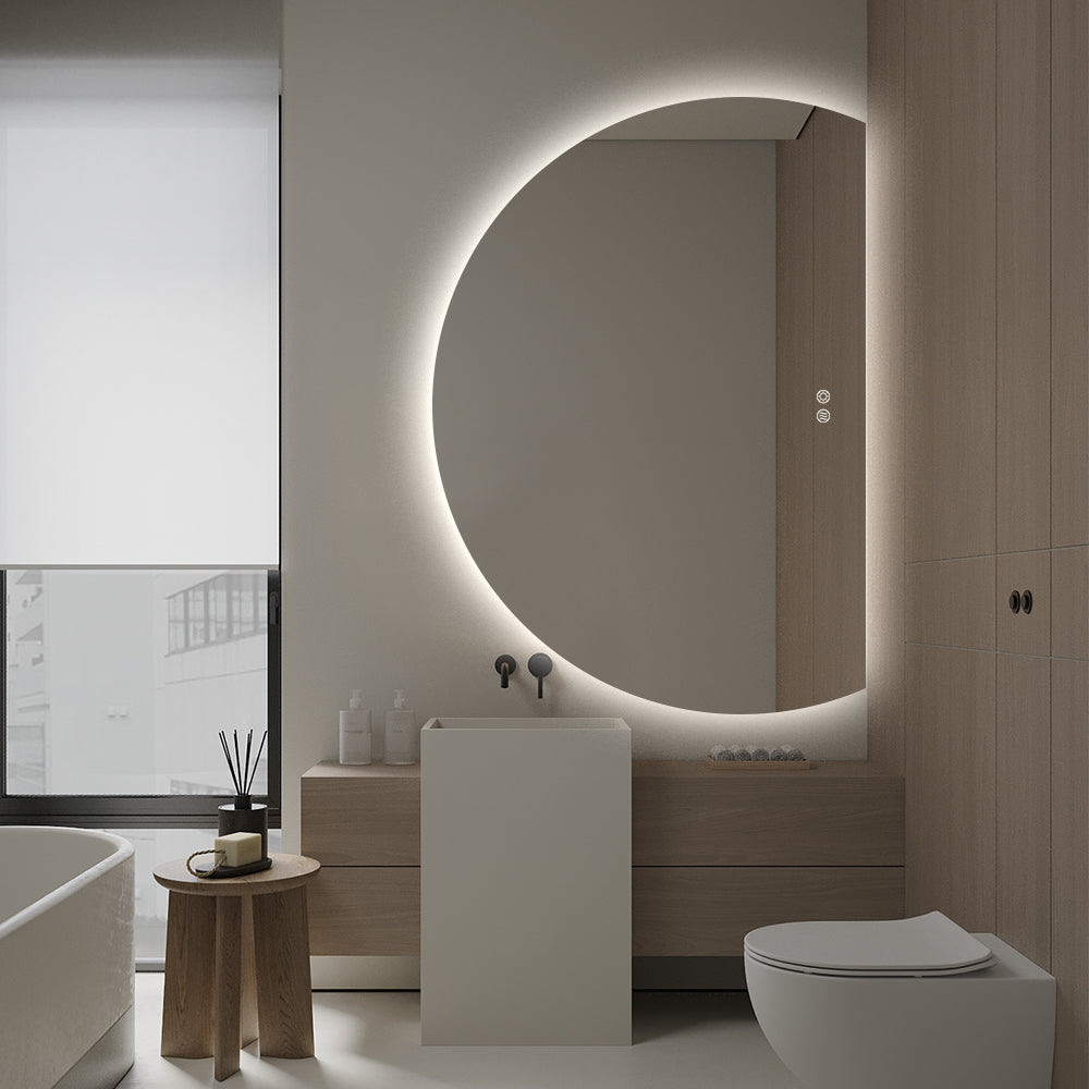 Right Cut Moon LED Mirror 91cm x 130cm Frameless Backlit Wall Mirror