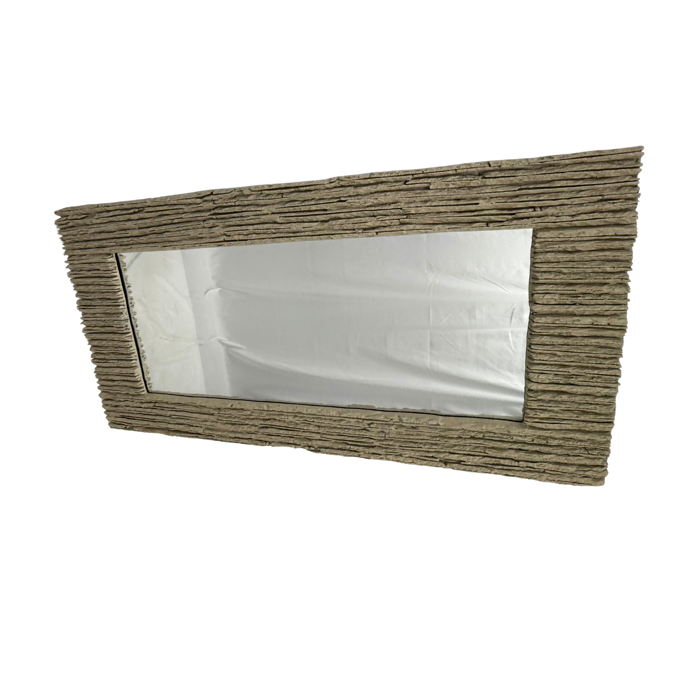 Contemporary Rectangular Wall Mirror 130cm x 64cm Grey Foam PU Frame