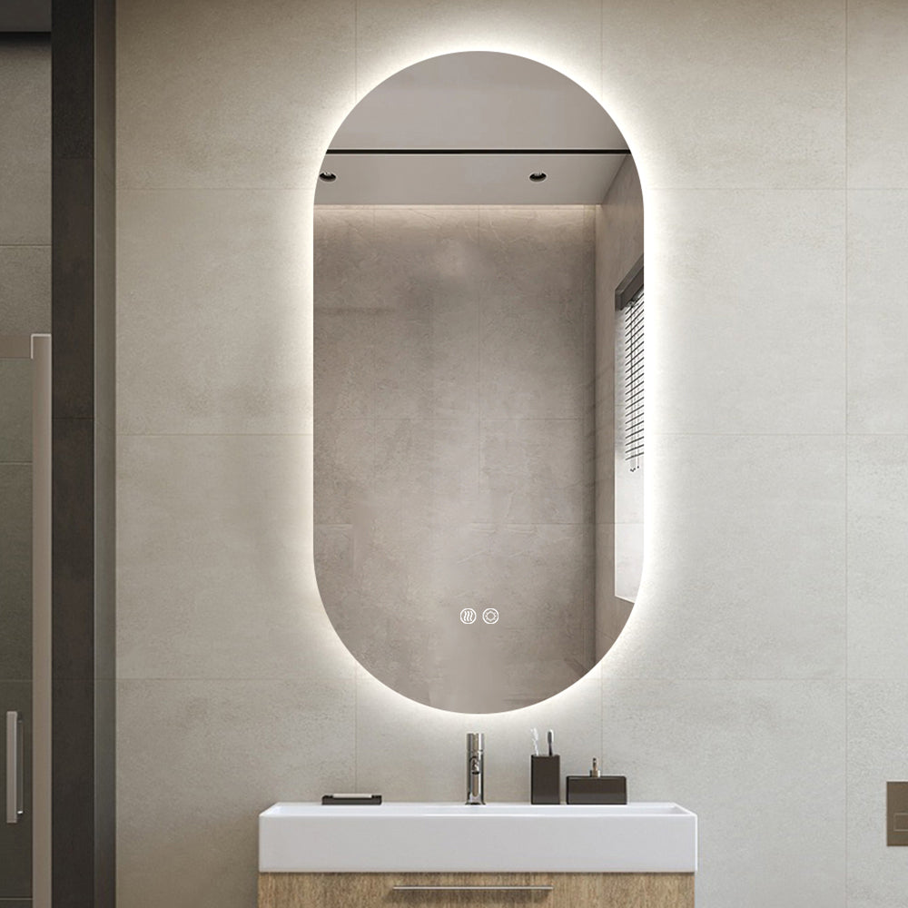 Oval LED Mirror 130cm x 70cm Frameless Backlit Defogger Dimmable
