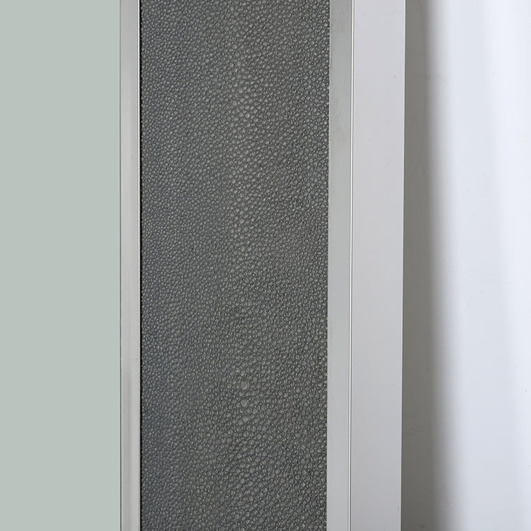 Full Length Stainless Steel Mirror with Grey Leather Frame  183cm x 89cm Wall Mounted Floor Standing
