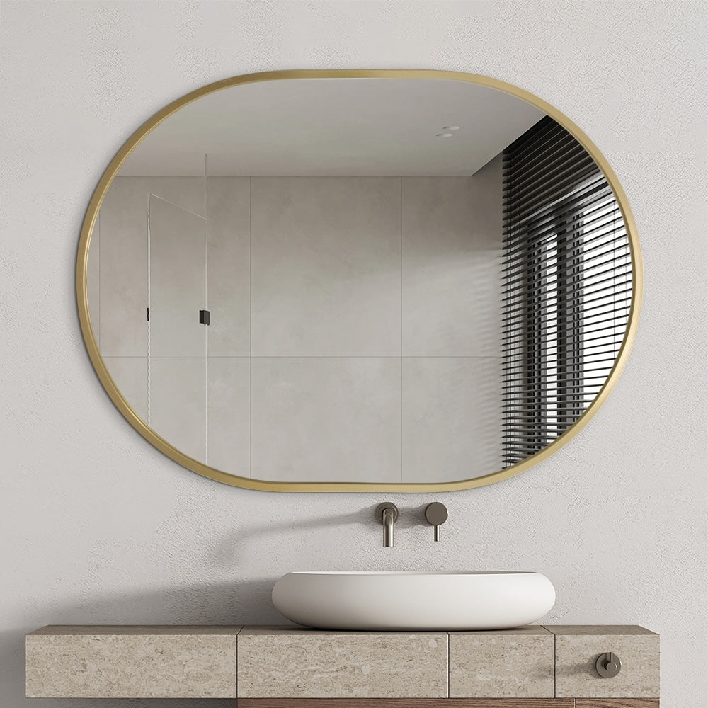 Rose Gold Framed Oval Mirror Classic Decorative 60cm x 80cm Wall Mirror for Bedrooms, Bathrooms & Entryways