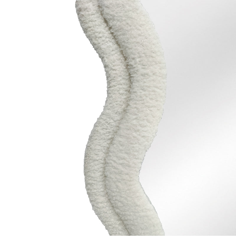 Modern Wavy Teddy Velvet Full Length Mirror 160cm x 60cm White Decorative Wall Mirror