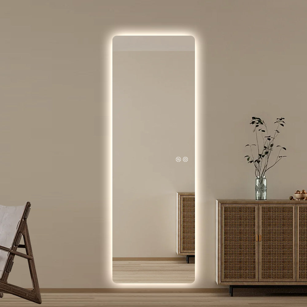Modern Rectangular Edge-Lit LED Mirror 50cm × 150cm Frameless Tricolour Dimmable Wall Mounted Mirror