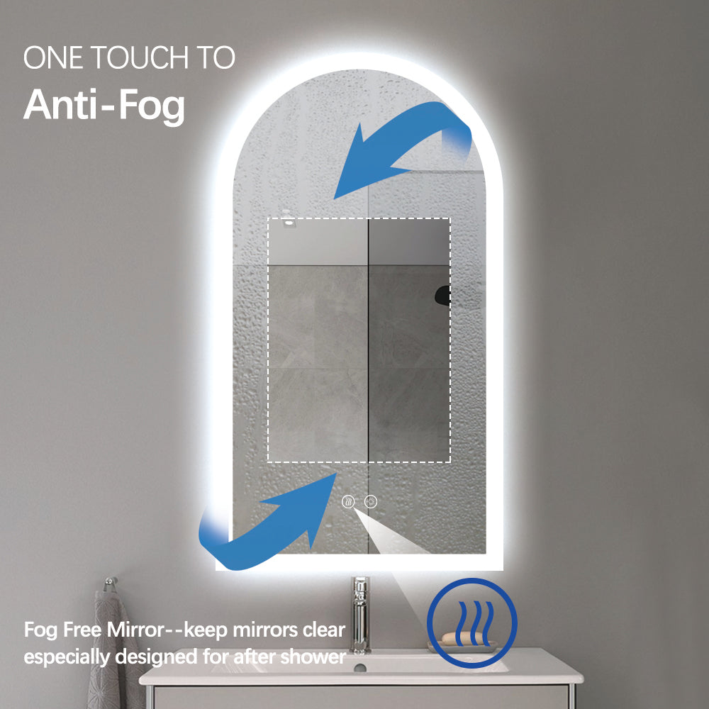 Arched LED Bathroom Mirror 130cm x 70cm Frameless Frosted Dimmable Anti Fog Defogger