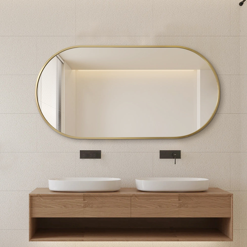 Gold Framed Oval Mirror Classic Decorative 60cm x 120cm Wall Mirror for Bedrooms, Bathrooms & Entryways