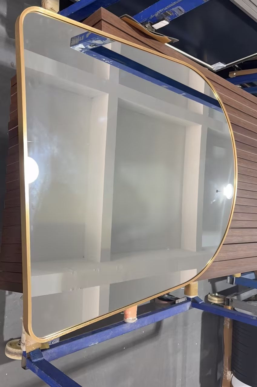Arched Wall Mirror 80cm x 100cm Gold Aluminium Frame Modern Decorative