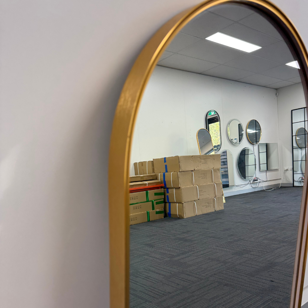 Oval LED Bathroom Mirror 50cm x 100cm Frontlit Gold Frame  Defogger Dimmable