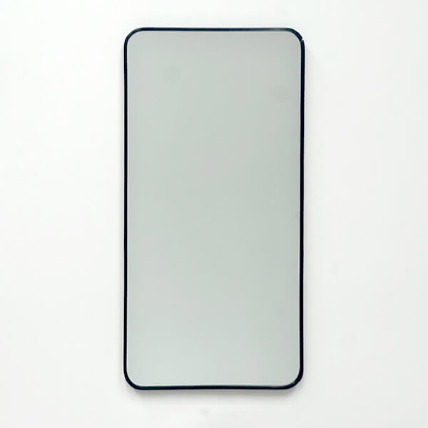 Long Rounded Modern Rectangular Wall Mirror 60cm x 90cm Black Aluminium Alloy Frame
