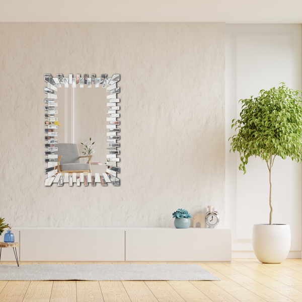 Besty Frameless Rectangular Wall Mirror 80cm x 120cm Minimalist Decorative Piece