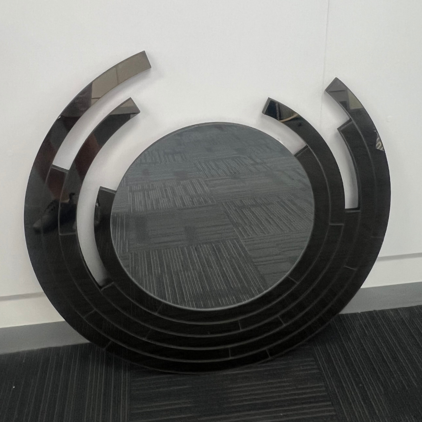 Besty Frameless Round Wall Mirror 90cm Black Minimalist Modern Décor