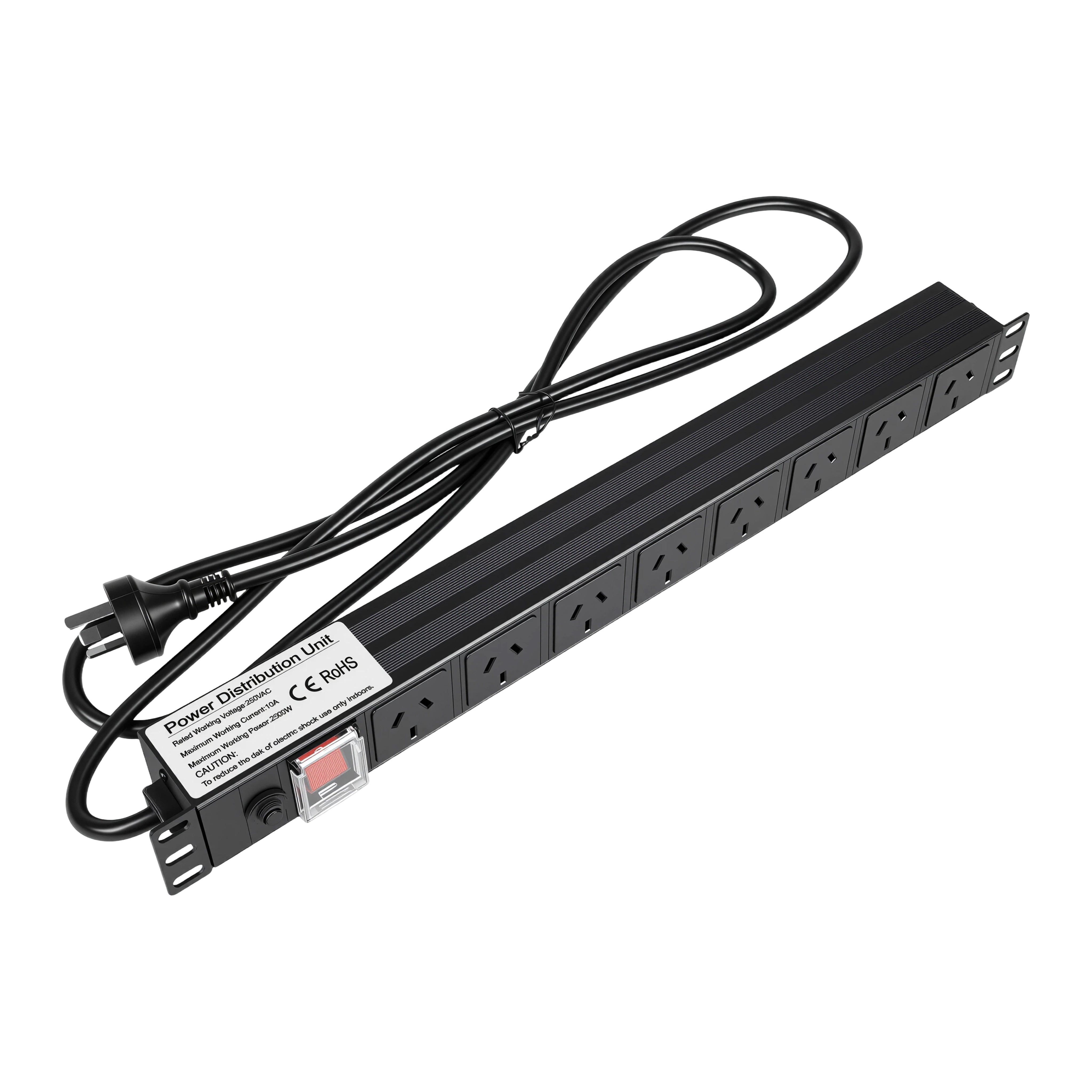 8 Way PDU Power Rail 10A 1RU Rack Mount Horizontal