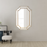 Besty Irregular Wall Mirror 60cm x 90cm Gold Solid Wood Decorative Accent