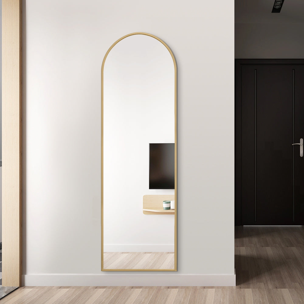 Arched Full Length Mirror 200cm x 100cm Gold Frame Freestanding Aluminium