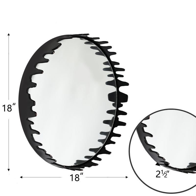 Black Round Wall Mirror 46cm Amaz Ultra Decorative Iron Frame for Modern Interiors - image 8 of 8