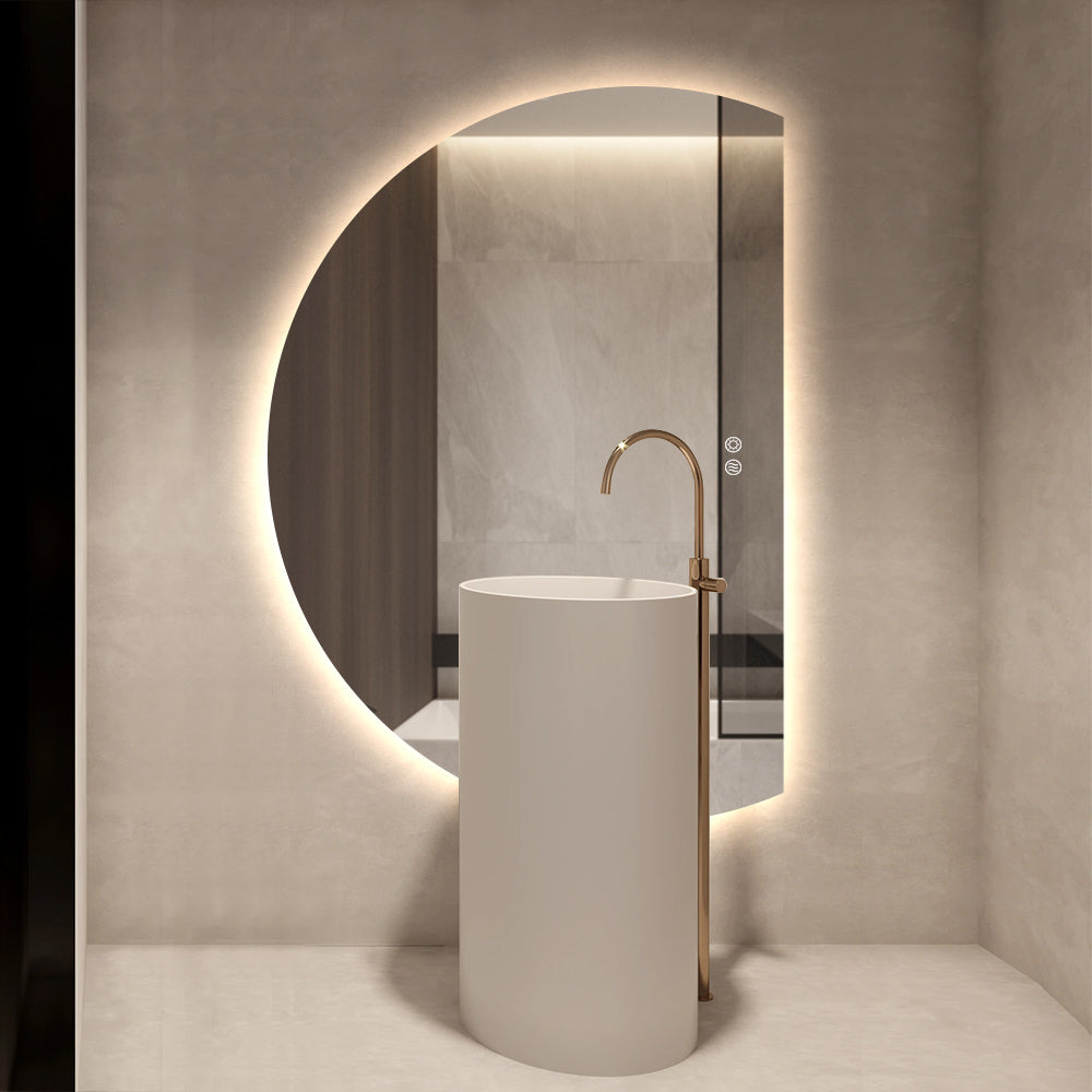 Right Cut Moon LED Mirror 77cm x 110cm Frameless Backlit Wall Mirror