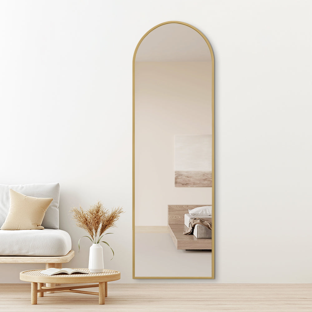 Arched Full Length Mirror 200cm x 100cm Gold Frame Freestanding Aluminium