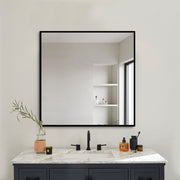 Black Framed Wall Mirror 60cm x 60cm Modern Decorative Square Mirror