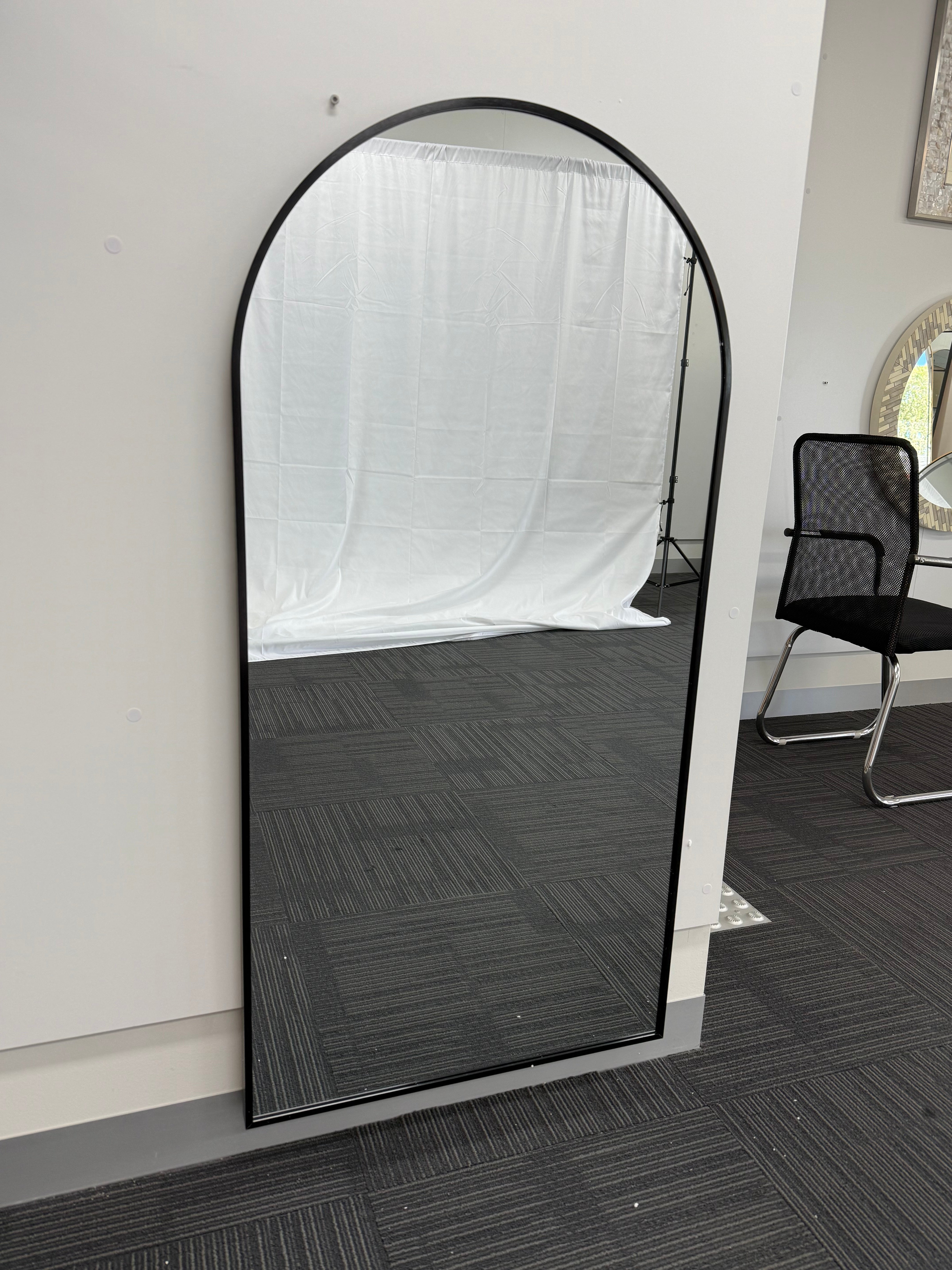 Arched Wall Mirror Black Aluminium Alloy Frame 70cm x 140cm Modern Full Body