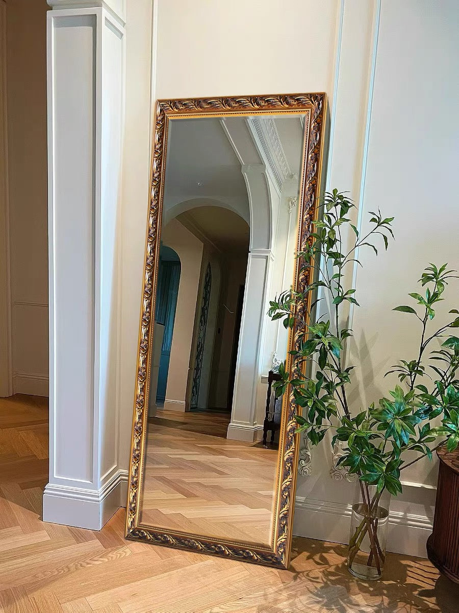 French Style Full Length Mirror 80cm x 180cm Gold Decorative Freestanding Dressing Mirror
