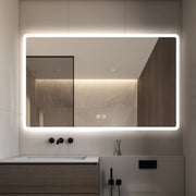 Rectangular LED Mirror 130cm  x 80cm Frameless Frosted Wall Mounted Bathroom Defogger Dimmable Touch Sensor
