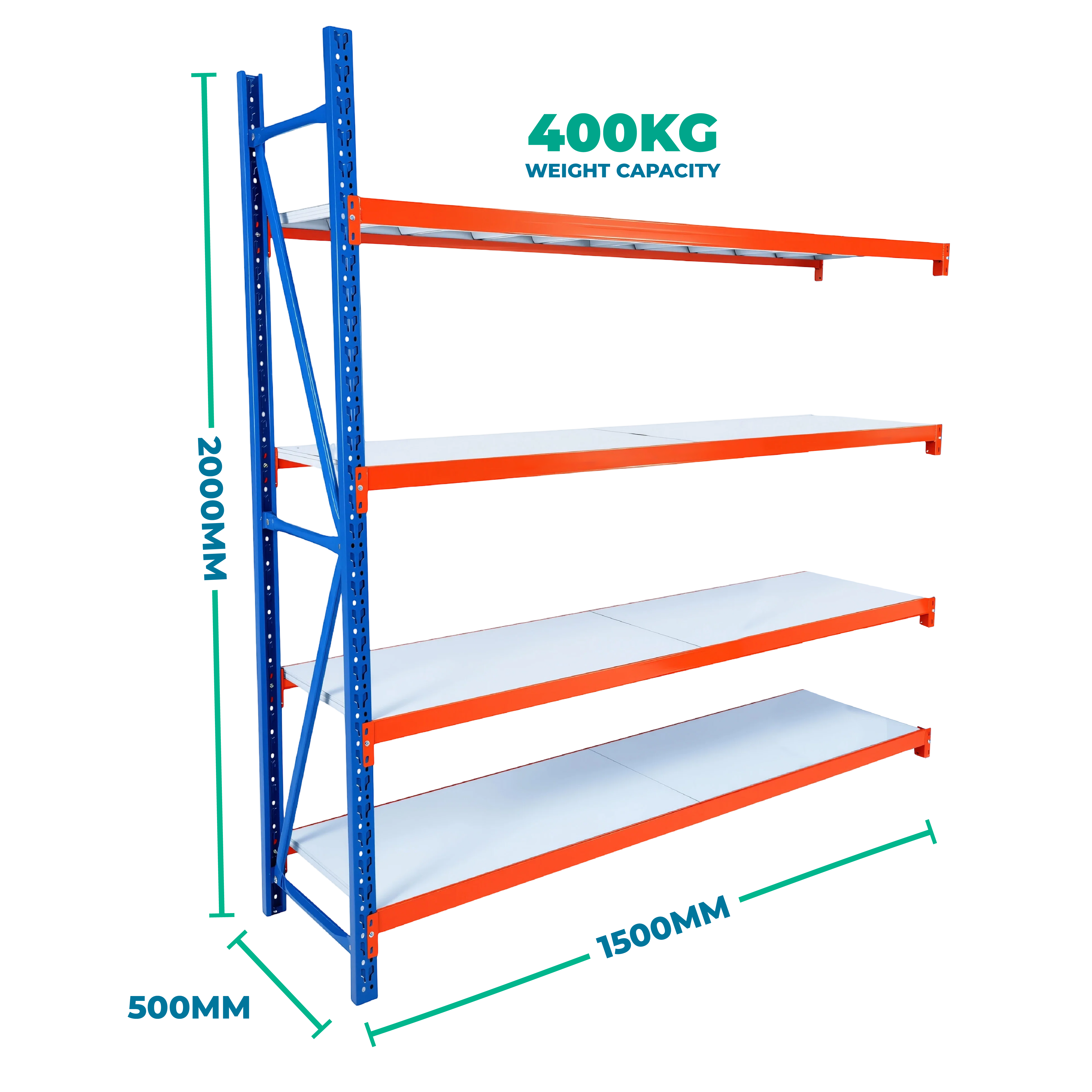 2.0m x 1.5m x 0.5m Basic Bolted Steel Shelving Add-on