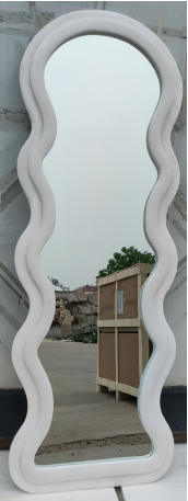 Modern Arched Wavy Velvet Full Length Mirror 160cm x 60cm White Wall Mirror