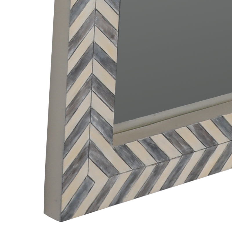 Zebra Fishbone Full Height Mirror 183cm x 76cm Brown Grey Wall Mount MDF Frame