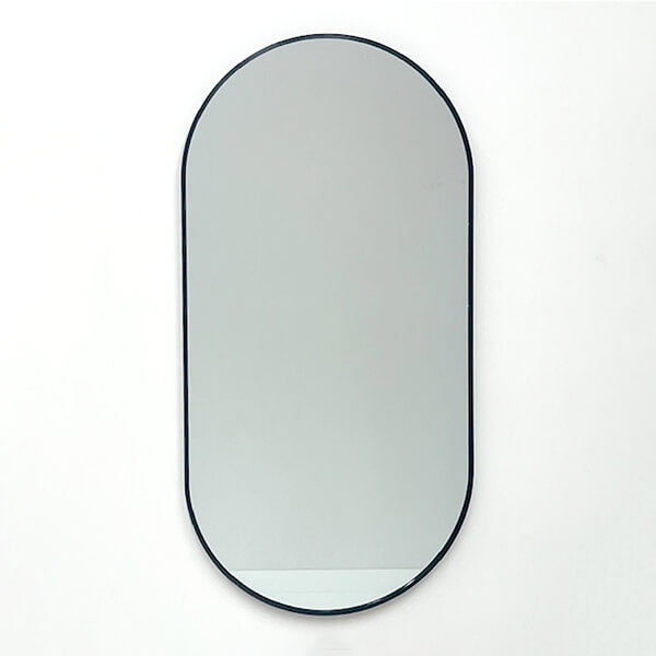 Oval Classic Wall Mirror 60cm x 120cm Black Aluminium Alloy Frame