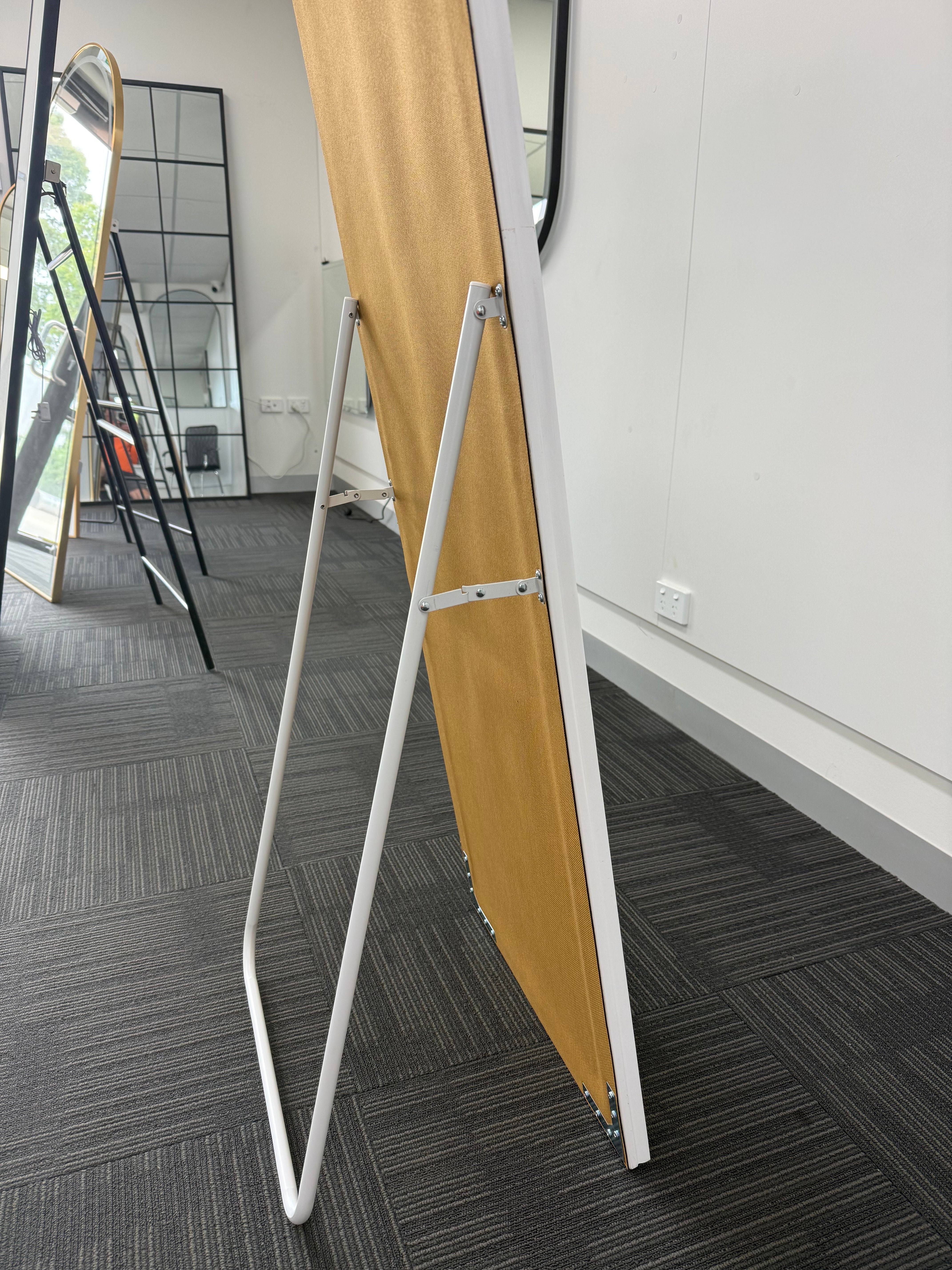 Contemporary White Wood Rectangular Full Length Mirror with Gold Accent 50cm × 150cm Freestanding Decorative Mirror