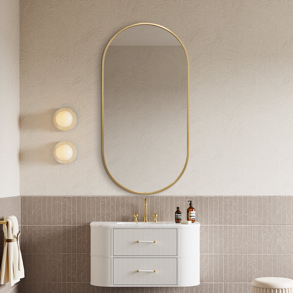 Rose Gold Framed Oval Mirror Classic Decorative 60cm x 80cm Wall Mirror for Bedrooms, Bathrooms & Entryways