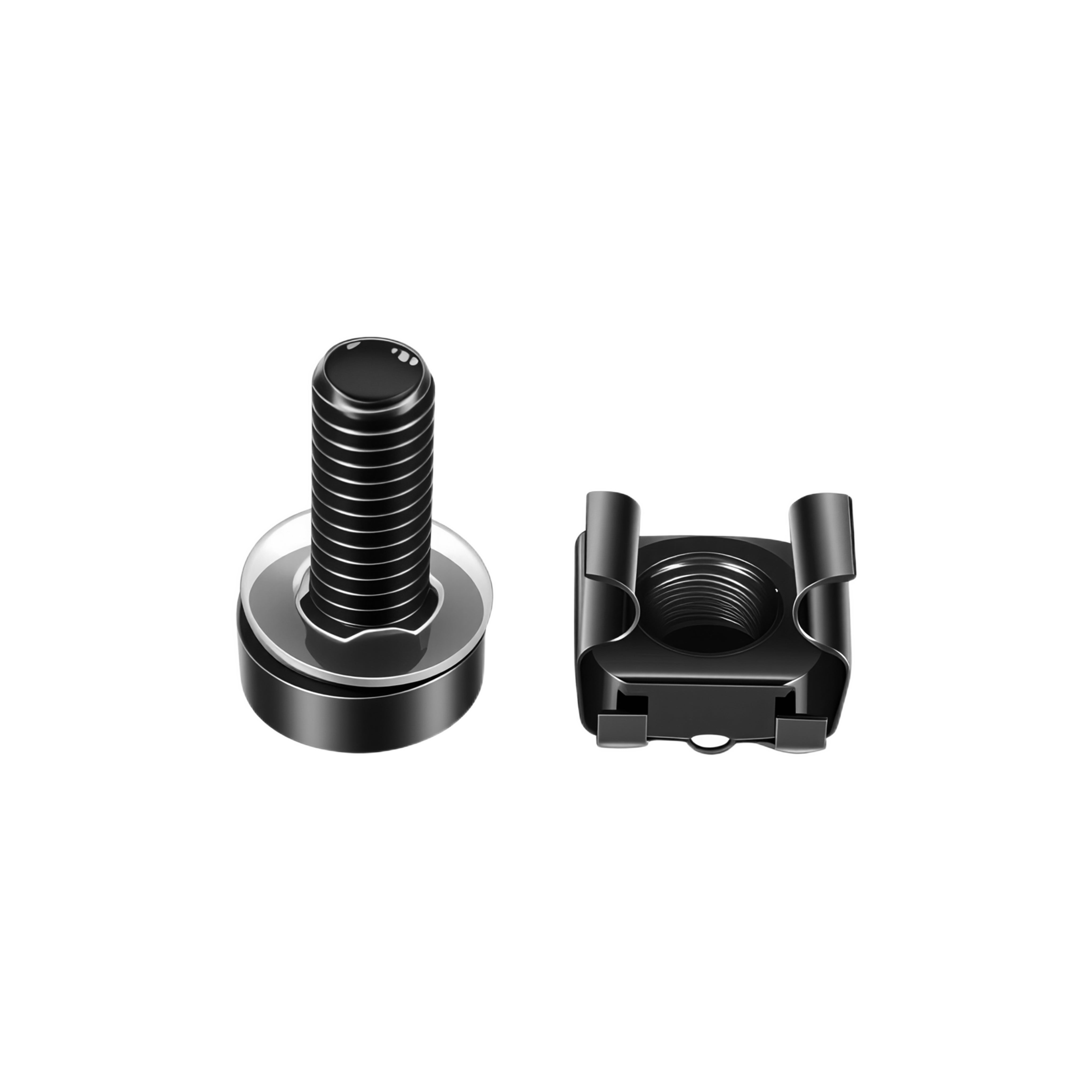 M6 Heavy Duty Cage Nuts and Screws Set Black pack of 50
