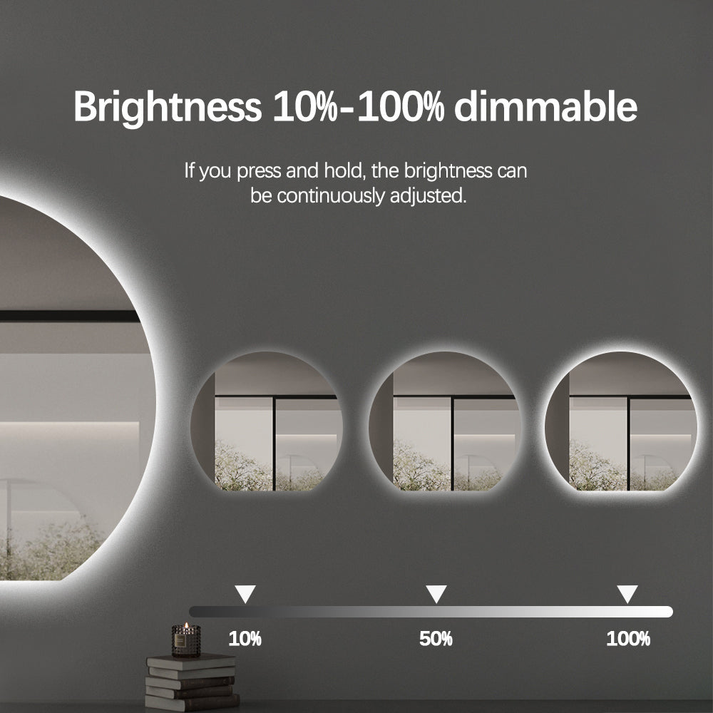 Modern Crescent Moon Wall LED Mirror 63cm x 70cm Backlit Frameless