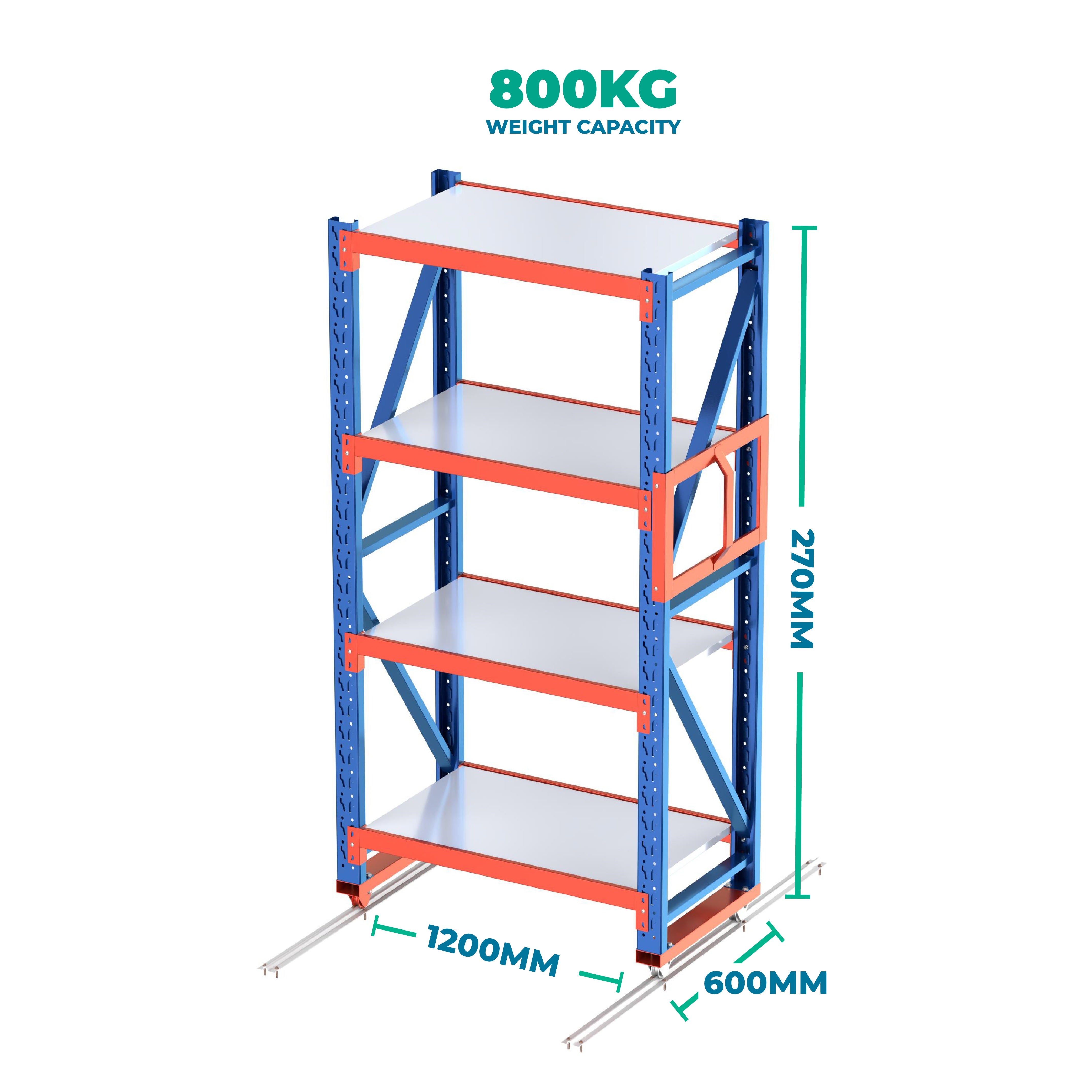 2.7m x 1.2m x 0.6m Heavy Duty Welded Steel Mobile storage Shelving