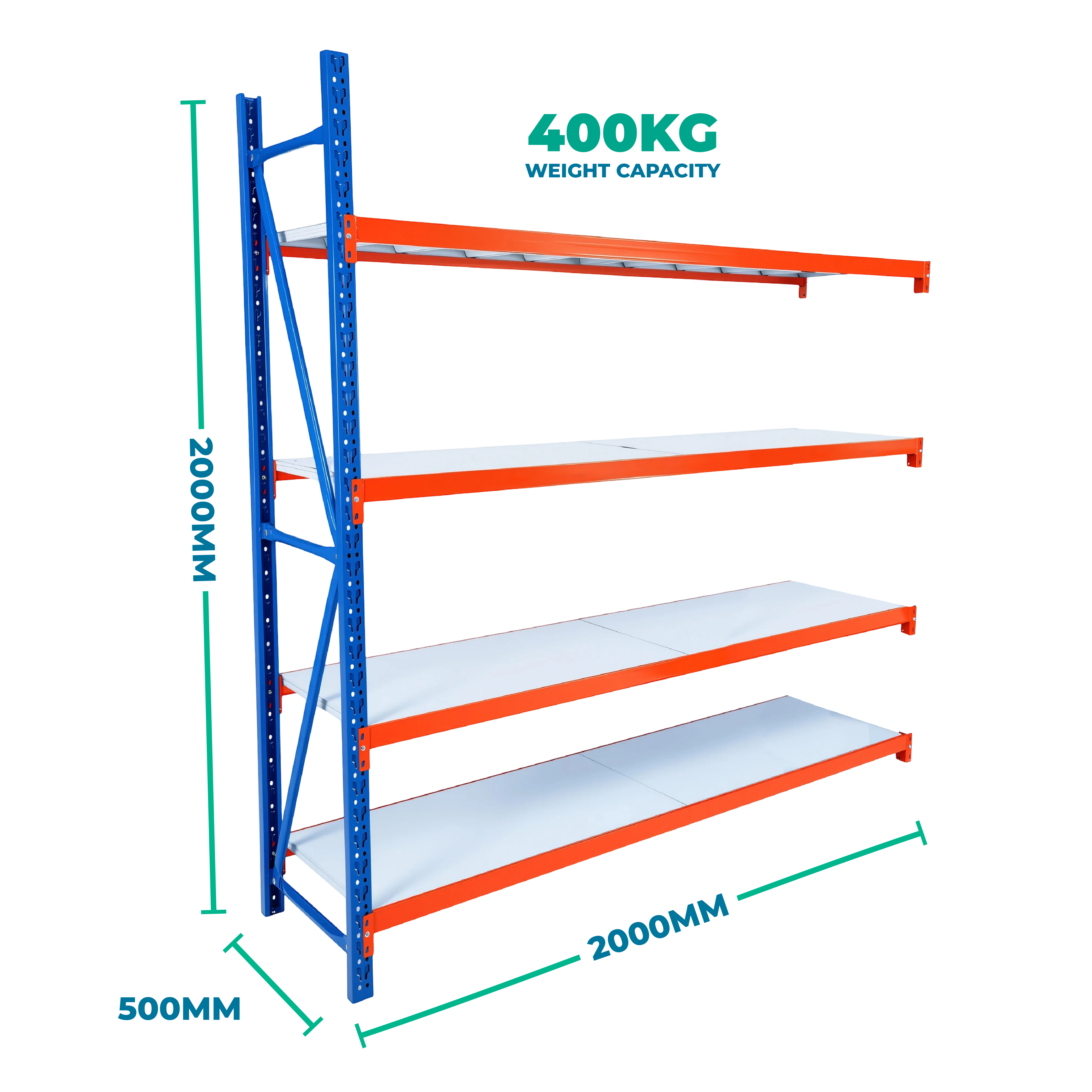 2.0m x 2.0m x 0.5m Basic Bolted Steel Shelving Add-on