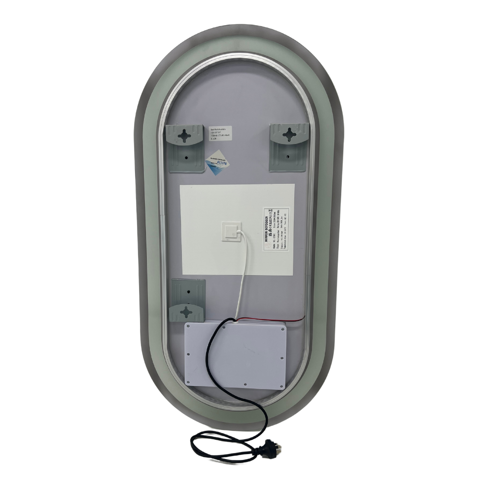 Oval LED Mirror Frameless Frosted Bathroom Mirror with Defogger & Dimmable 30mm LED Strip 100cm x 50cm