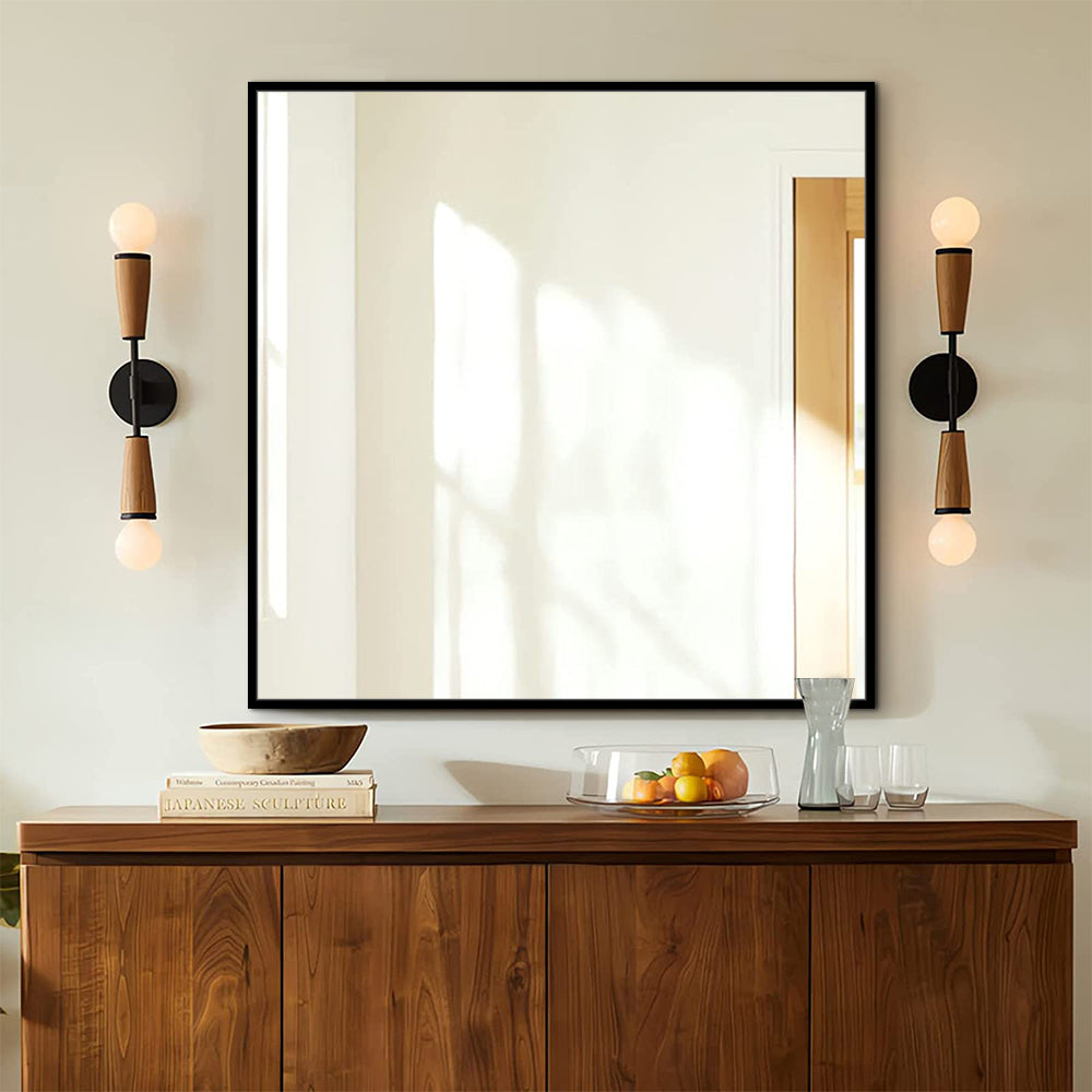 Black Framed Wall Mirror 60cm x 60cm Modern Decorative Square Mirror