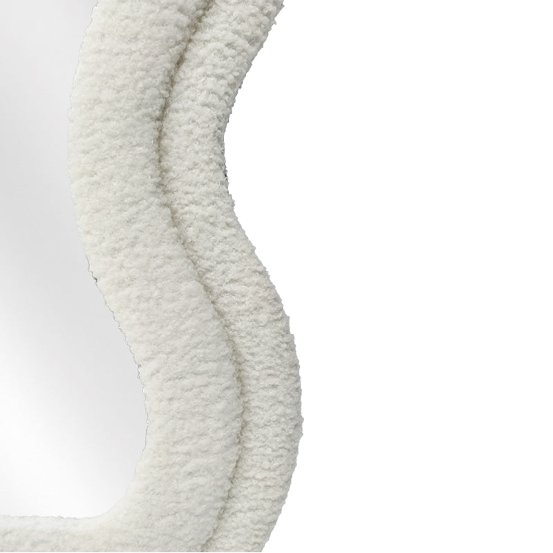 Modern Wavy Teddy Velvet Full Length Mirror 160cm x 60cm White Decorative Wall Mirror